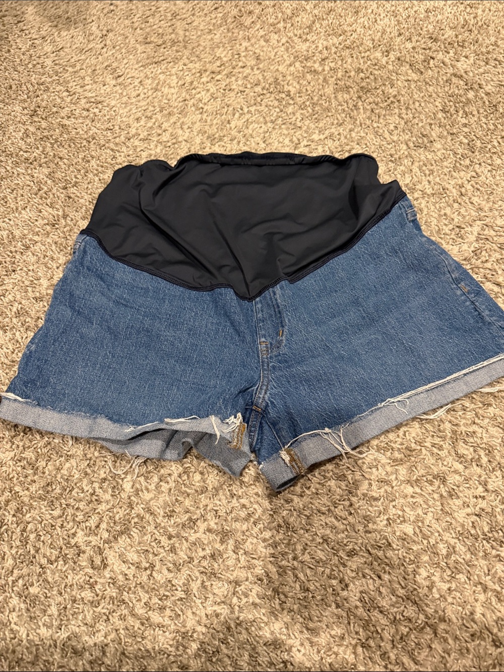 Madewell Maternity Denim Shorts with Black Stretch Panel